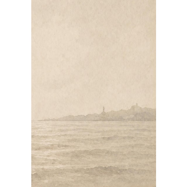 Beige Minimal Coastal Landscape Study, Soft Horizon Art Print, 24" × 36" For Sale - Image 8 of 9