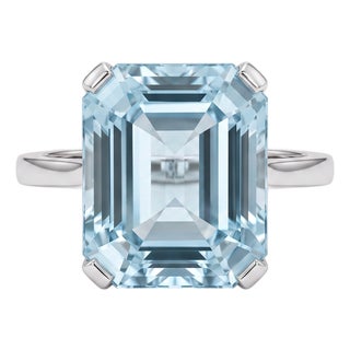 Mid-Century Platinum Ring — 7ct Natural Aquamarine | Circa 1950, Size 7.75 For Sale
