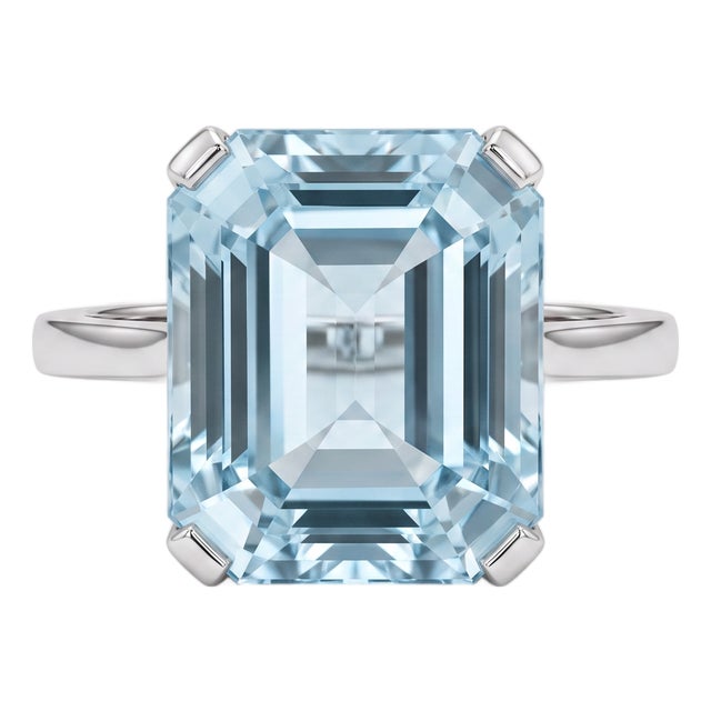 Mid-Century Platinum Ring — 7ct Natural Aquamarine | Circa 1950, Size 7.75 For Sale