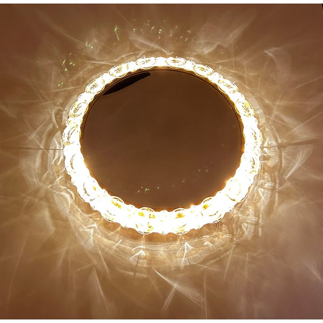 Vintage Illuminated Crystal Brass Mirror from Palwa, 1960s For Sale - Image 16 of 18