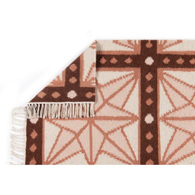 Part & Parcel Goods Wool Star Rug, 2’6” x 10', Bisque, Topaz, Chocolate and Eggshell For Sale - Image 4 of 5