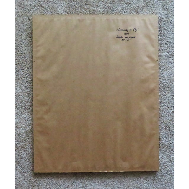 Late 20th Century Post Modern Abstract Bird Painting "Learning to Fly" Acrylic on Paper Signed Held For Sale - Image 4 of 6