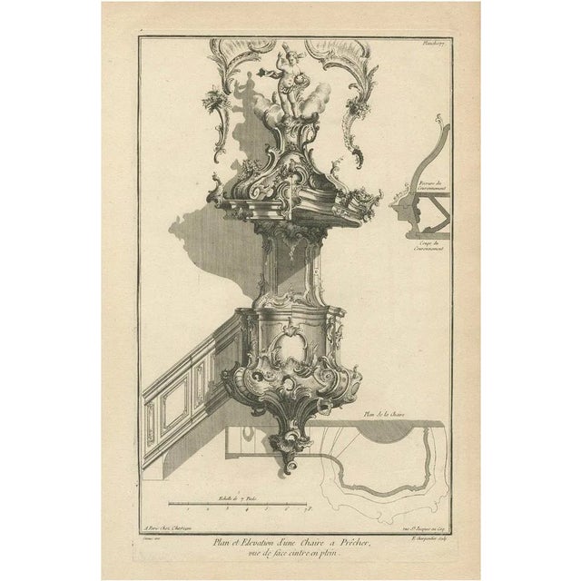 Antique Baroque Sermon Pulpit with Full Arch Elevation, 1740 For Sale