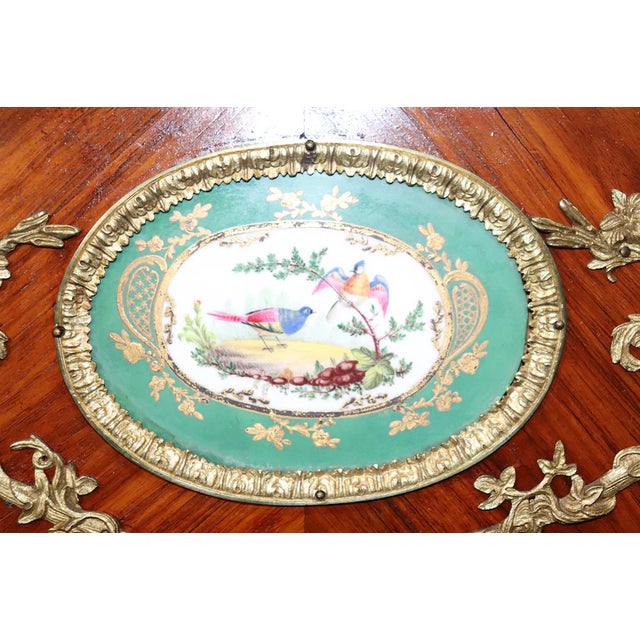 Antique 19th Century French Louis XV Bronze Mounted Vanity – Mahogany Desk With Sevres Style Porcelain Plaques For Sale In Dallas - Image 6 of 8
