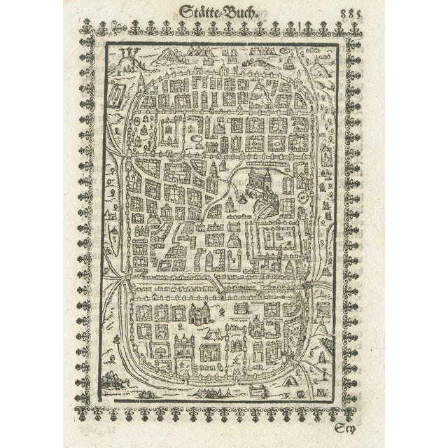 Black Antique Woodcut Map of Jerusalem from Abraham Saurs Städte-Buch, 1658 For Sale - Image 8 of 9