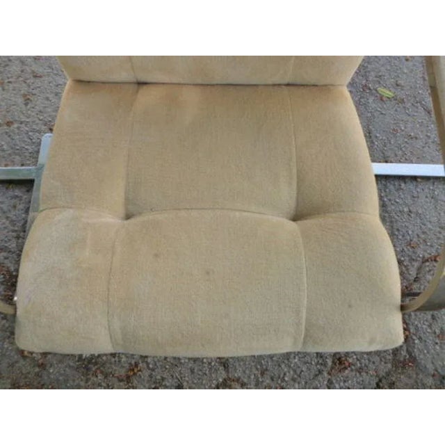 4 70's Heavy thick chromed steel brueton armchairs in the style of Milo Baughman or Knoll Brno measuring 23 inches wide x...