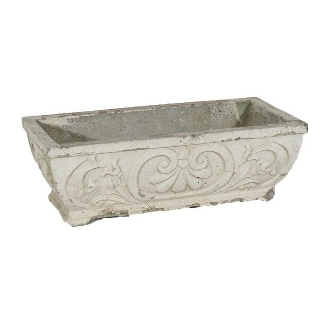 Cast Hardstone Long Garden or Patio Planter With Scroll Work in Relief 20th C For Sale - Image 4 of 5