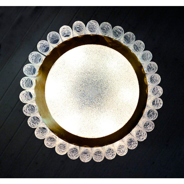 Mid-Century Modern Vintage Murano Glass and Brass Flush Mount from Doria Leuchten, 1960s For Sale - Image 3 of 8