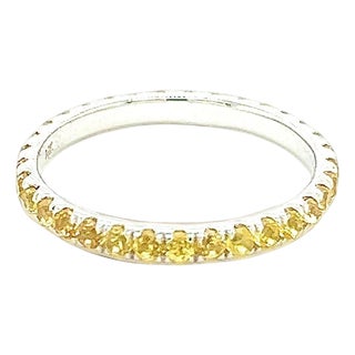 Natural Yellow Sapphire Ring Size 6.5 14k W Gold 0.66 CTW Certified For Sale