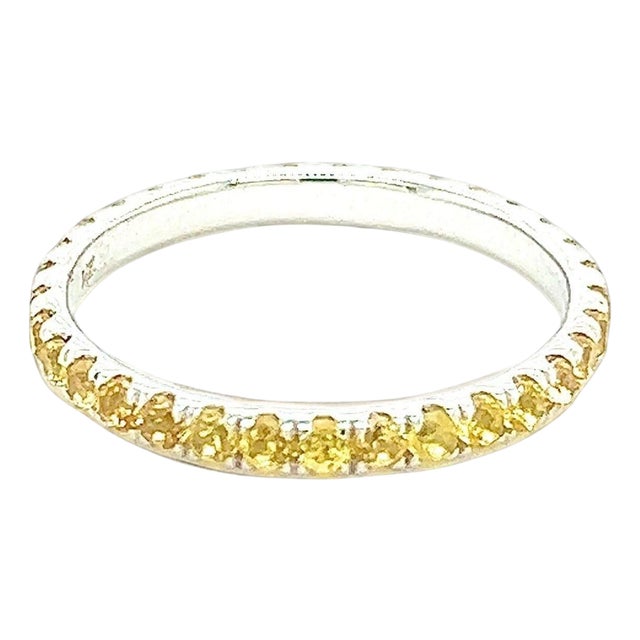Natural Yellow Sapphire Ring Size 6.5 14k W Gold 0.66 CTW Certified For Sale