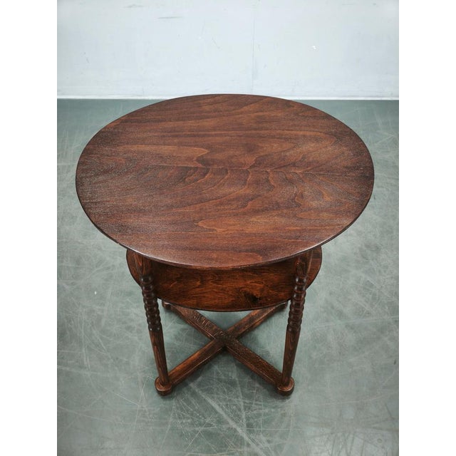 Vintage Czech Art Deco Oval Beech Side Table with Lower Shelf, 1920s For Sale - Image 9 of 13