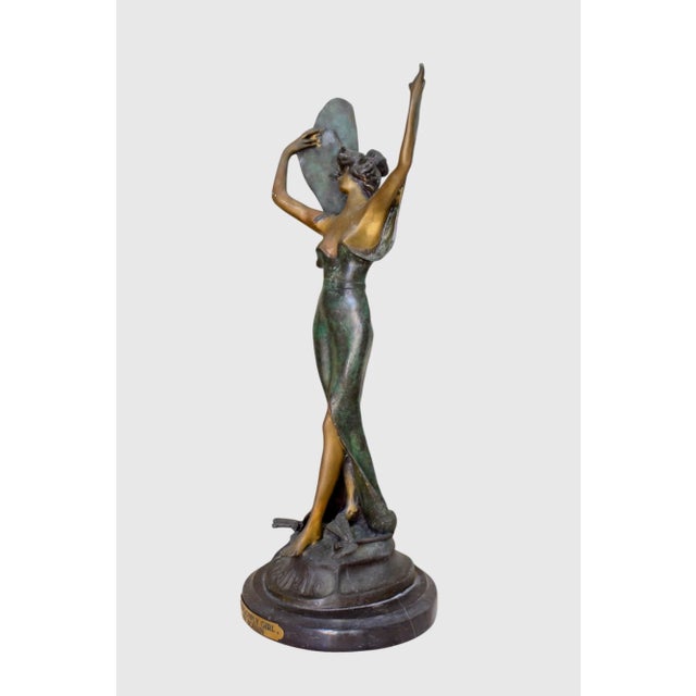 1980s Bronze Statue of "Dragonfly Girl, Li Buelle" by L. Bossin, Signed. For Sale - Image 5 of 7