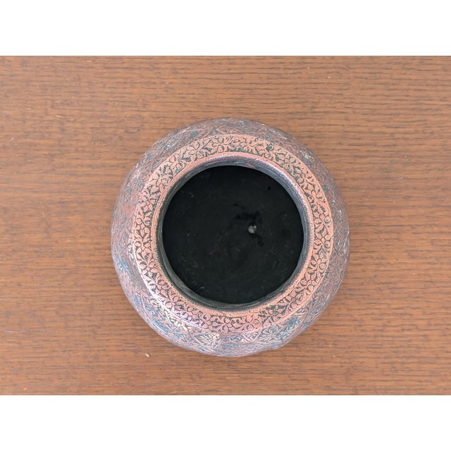 Islamic 19th Century Hand Etched Middle Eastern Tinned Copper Water Pot For Sale - Image 3 of 7