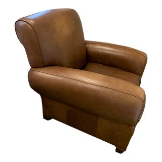 French Style Leather Cigar Club Chair For Sale