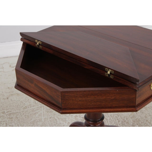Brown Henkel Harris Mahogany Octagon Lift Top Table For Sale - Image 8 of 13