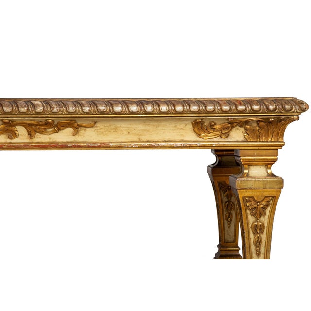 Antique Louis XIV Style Polychromed Rectangular Dining Center Table Ca. 1900 For Sale - Image 9 of 12