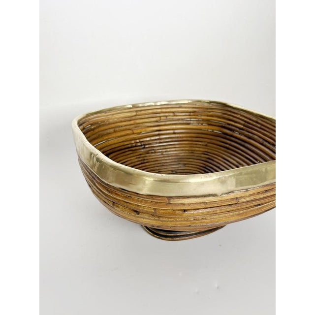 Wicker and Brass Fruit Basket, France, 1960s For Sale - Image 9 of 12