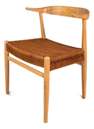 Rare Mid-Century Scandinavian Modern "Horn" Desk / Accent Armchair in Beech & Paper Cord Attributed to Folke Ohllson for Dux, Sweden, C. 1950s