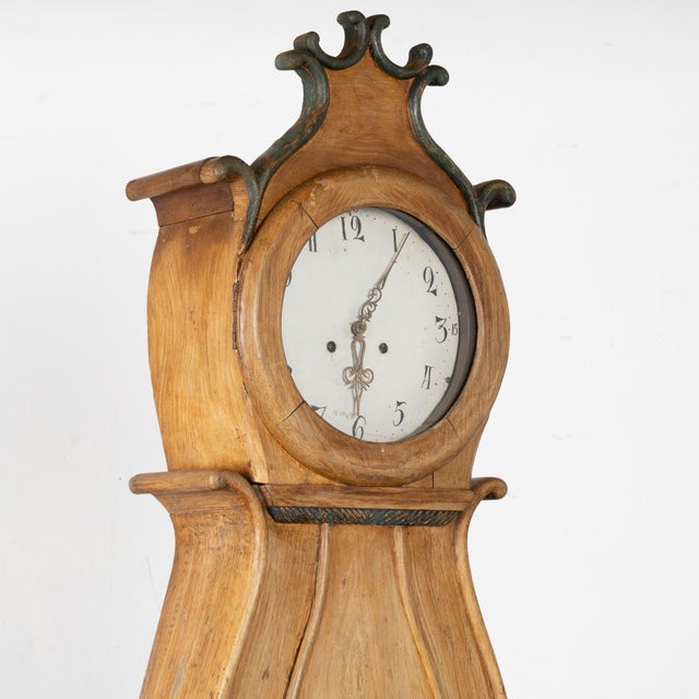 19th Century Original Painted Swedish Pine Clock Cabinet For Sale - Image 4 of 12