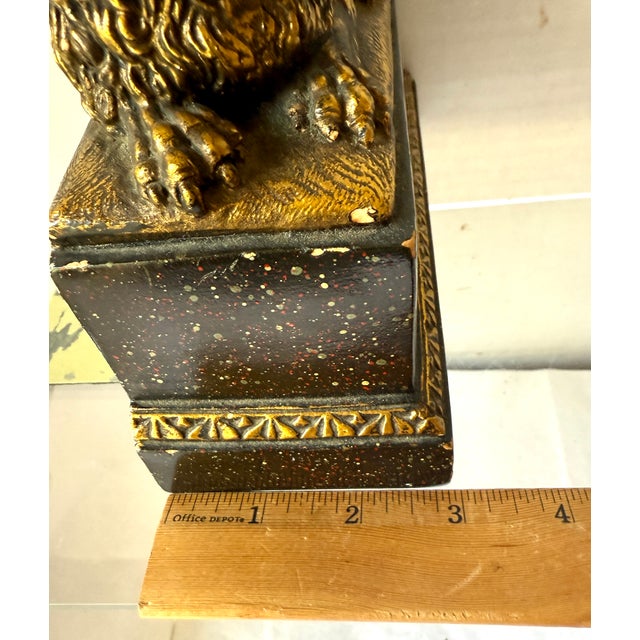 Vintage 1960’s Borghese Gilded Faux Marble Lion Bookends- a Pair For Sale - Image 10 of 10