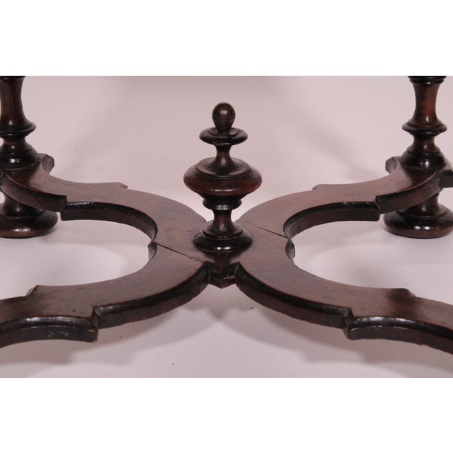 Antique William and Mary Style Bench With Tapestry Upholstered Seat For Sale - Image 4 of 9