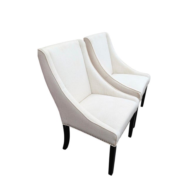 Contemporary Set Sloping Kegency Arm Dining Chairs For Sale - Image 3 of 6