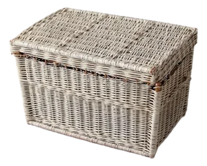 Vintage White Wicker Storage Basket