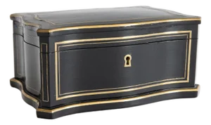 19th Century Napoleon III Vervelle Ebonized Box With Brass Inlay