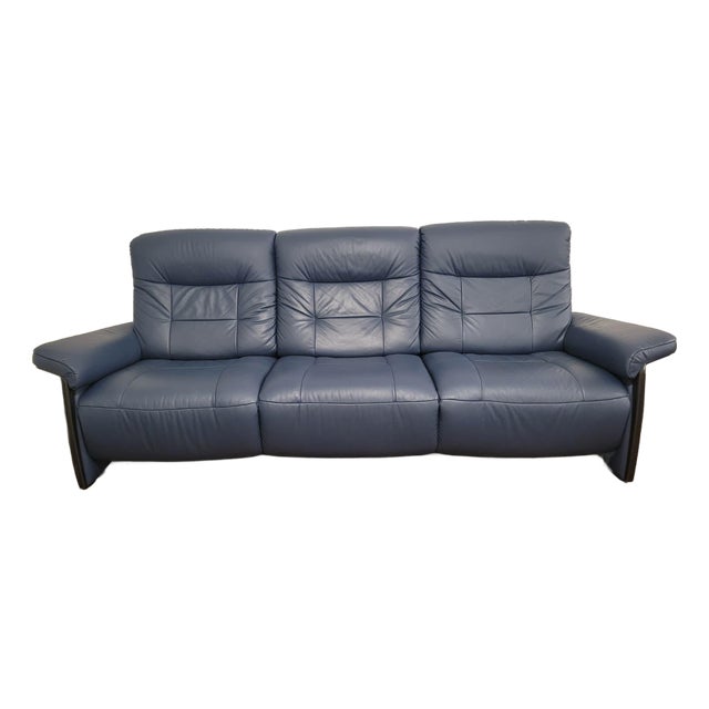 Stressless Mary Sofa & Loveseat — Blue Paloma Leather For Sale