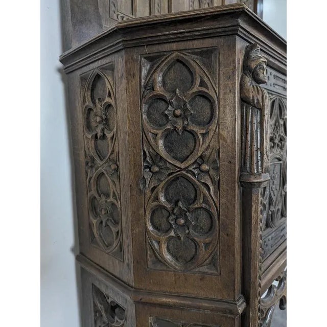 Brown Neo-Gothic Style Credenza in Oak For Sale - Image 8 of 12