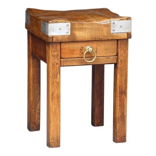 Butcher's Chopping Block Table on Stand From France For Sale