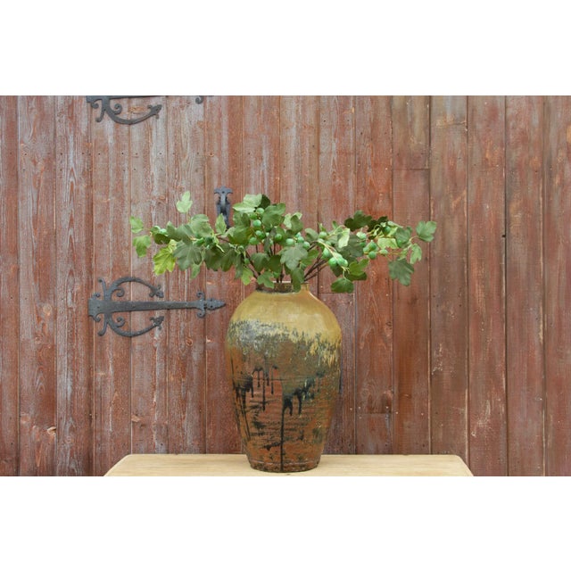 Chinese 19th Century Antique Chinese Celadon Wine Earthenware Jar For Sale - Image 3 of 12