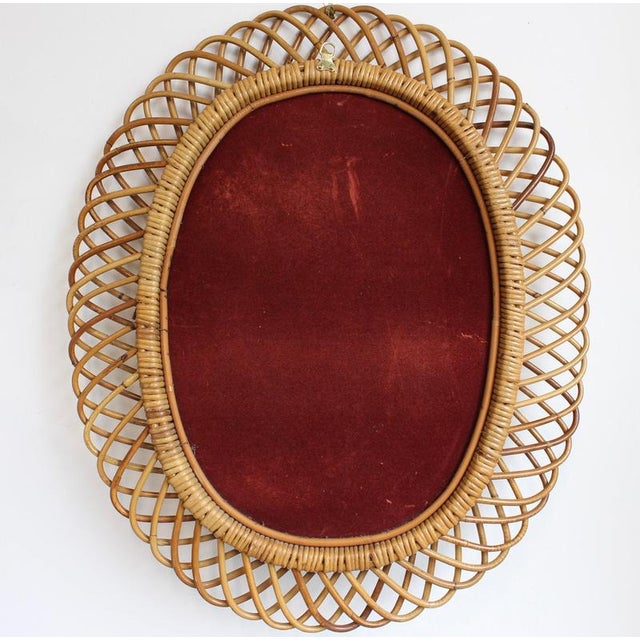 Mid-Century Modern Italian Rattan Wall Mirror, 1960s For Sale - Image 11 of 12