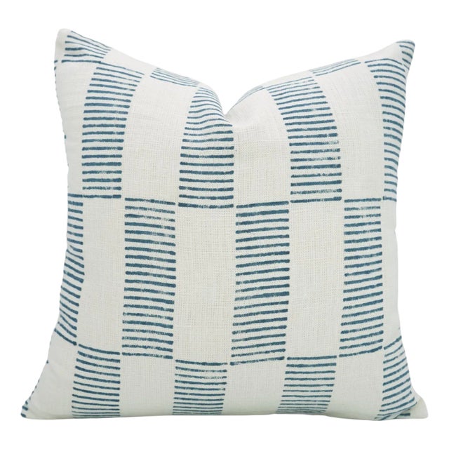 Artisan Cushion Cover 24x24 Inch Pure Linen Decorative Throw- Zig Zag For Sale