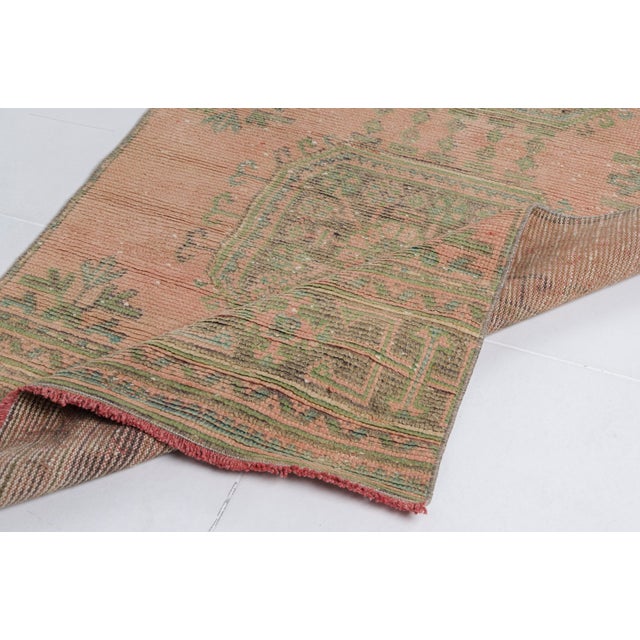 1960s Light Pink Low Pile Oushak Runner For Sale - Image 10 of 10