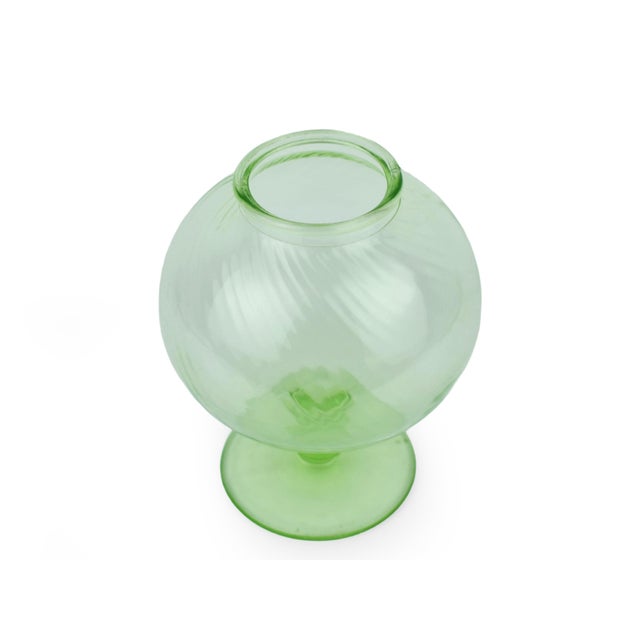 Art Deco Early 20th Century Ivy Ball Leach Bowl Style Uranium Glass Vase For Sale - Image 3 of 5