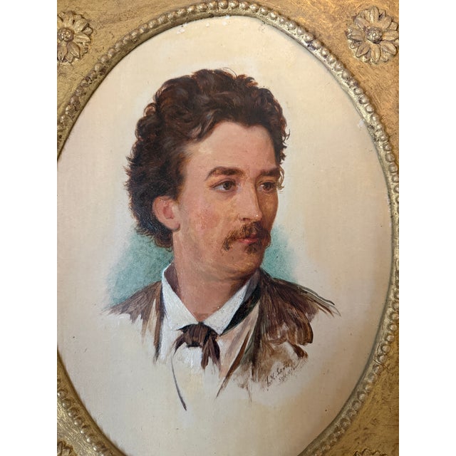 Antique Fine Art Pair of John Hardwicke Lewis Portrait Paintings in Ornate Gilt Frames - 1874 For Sale In Austin - Image 6 of 11