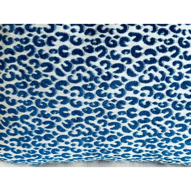 Navy Blue Pair Cushions/Pillows in a Small Blue Animal Print on White Ground For Sale - Image 8 of 12