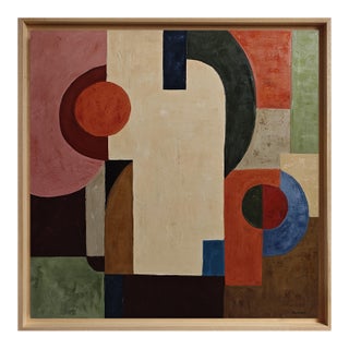 Attraction, Contemporary Geometric Abstract Oil Painting, Framed by Sophie Dumont For Sale