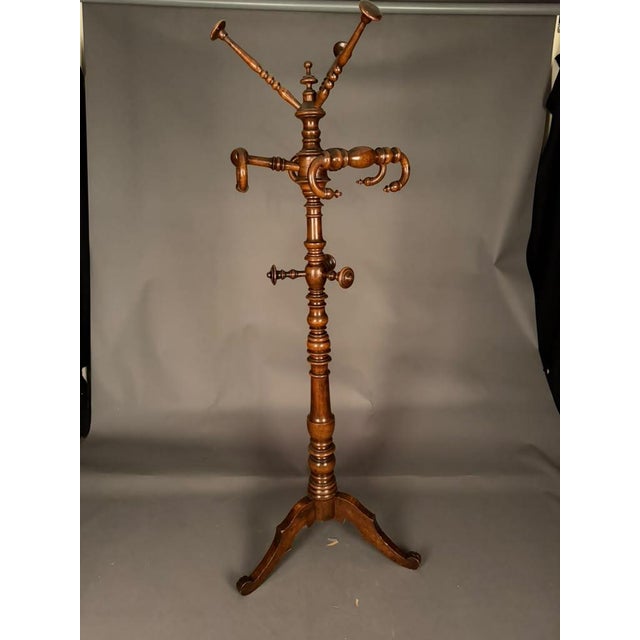 19th Century Italian Walnut Hall Tree / Rotating Coat Rack From Piedmont, Circa 1830 For Sale In Indianapolis - Image 6 of 13