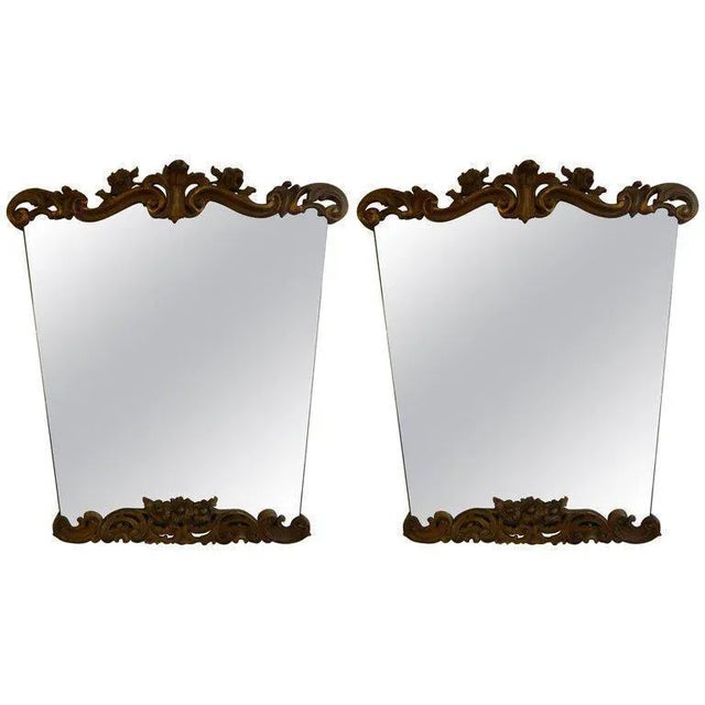 Wood Italian Mid-Century Dorothy Draper Style Painted and Giltwood Mirrors-Pair For Sale - Image 7 of 9