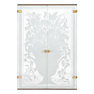 Pair of American Art Deco Revival Etched Frosted Glass Doors by Dennis Abbe For Sale