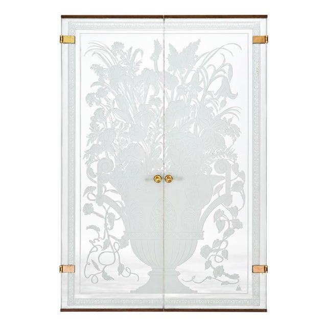 Pair of American Art Deco Revival Etched Frosted Glass Doors by Dennis Abbe For Sale