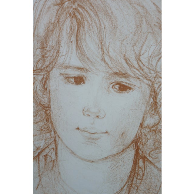 1975 Edna Hibel Signed Artist's Proof Portrait of a Young Girl Chris 25" For Sale - Image 10 of 10