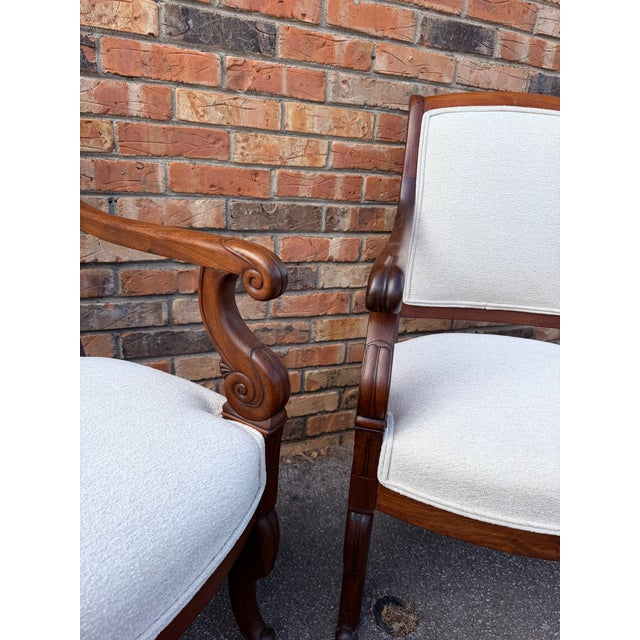 Early 20th Century Newly Upholstered French Restoration Arm Chairs For Sale - Image 5 of 12