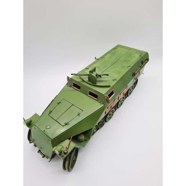 This handcrafted model of the Sd.Kfz. 251 half-track armored personnel carrier, made in Germany in the 1970s, is 50 cm...