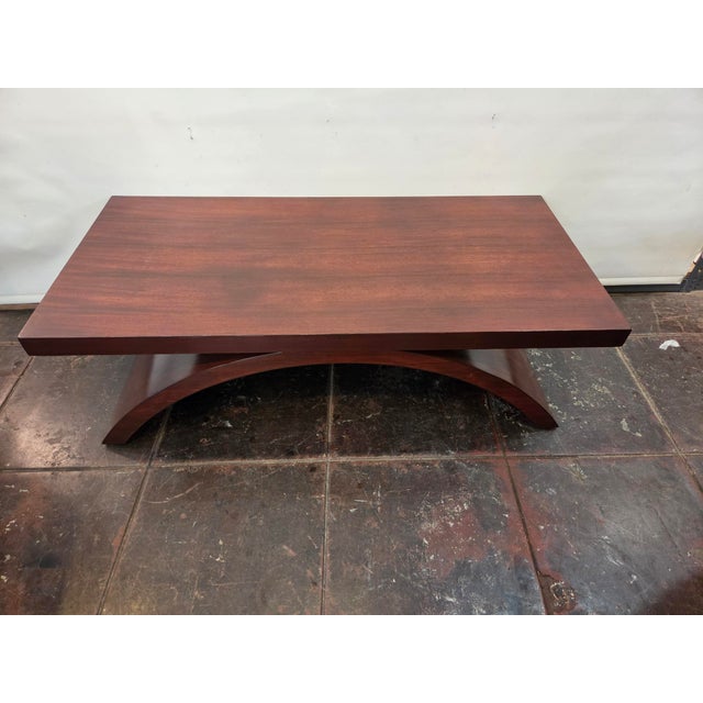 Late 20th Century Mid-Century Art Deco Mahogany Coffee Table Arc Base For Sale - Image 5 of 7