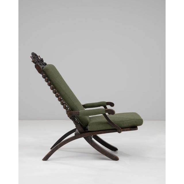 1900s French Wooden Folding Armchair with Upholstered Cushions For Sale - Image 17 of 18
