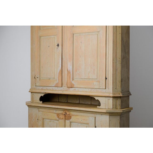 Large Antique Swedish Gustavian Style Folk Art Handmade Pine Cabinet For Sale - Image 14 of 17