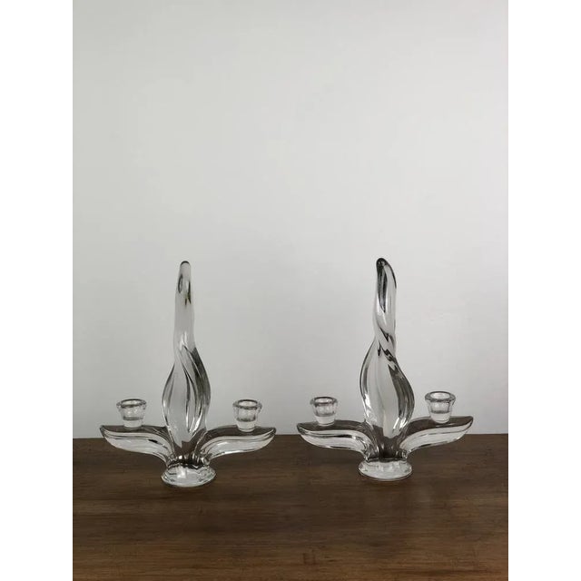 Flame candle holders (the pair) in Vintage crystal 1960. Height 27 cm Width 22 cm Depth 7 cm